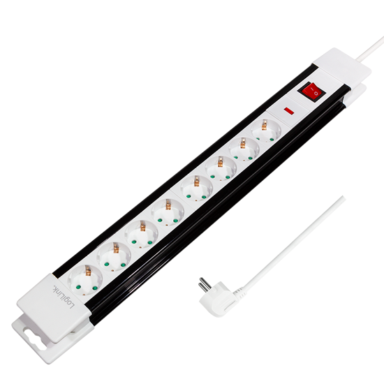 Picture of Logilink produžni kabl sa prenaponskom zaštitom, 8 mesta, prekidač, 3.0m, beli