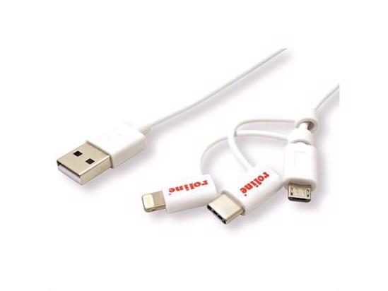Picture of Secomp Roline USB 2.0 Charge & Sync A micro B + 8 pin + Type C m/m 1.0m