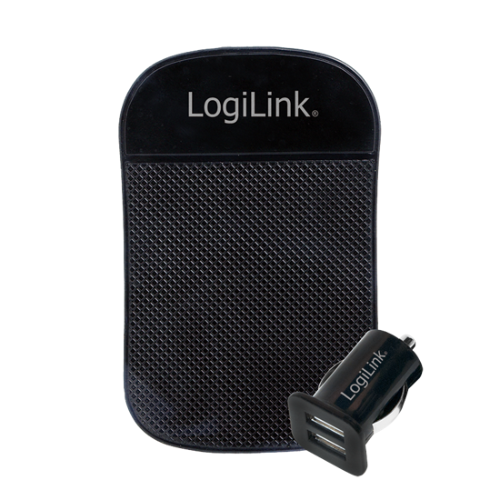 Picture of Logilink USB 2-Port punjač za auto, plus pogloga protiv klizanja, crna
