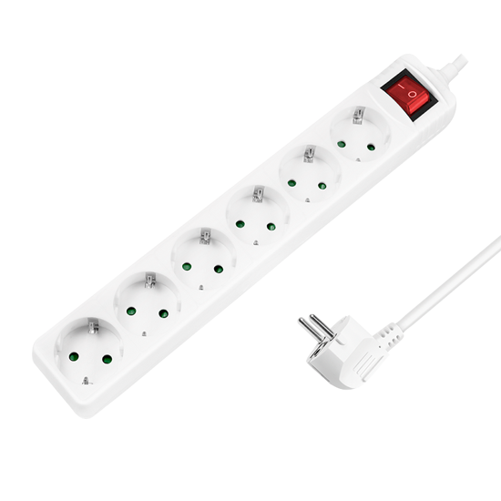 Picture of Logilink produžni kabl 6 mesta, prekidač, 1.5m, beli